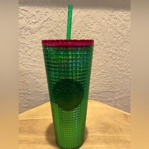 Starbucks Venti  Watermelon Green with Pink Lid